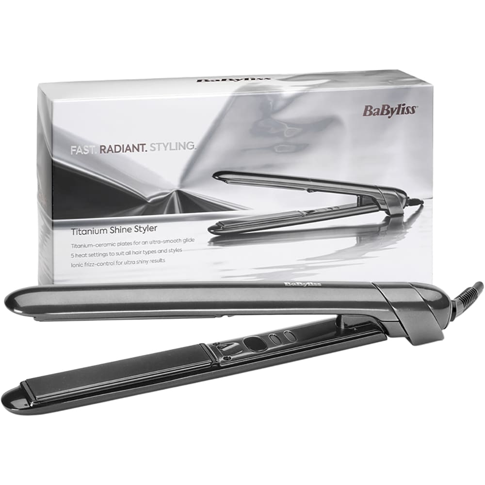 Placa de indreptat parul BABYLISS Titanium Shine ST620E, 230 grade, negru