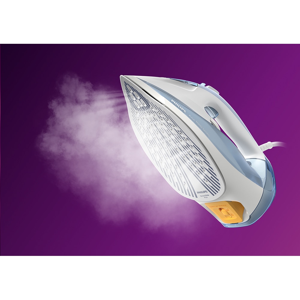 Fier de calcat PHILIPS Seria 7000 DST7011/20, 2600W, 220g/min, 300ml, talpa SteamGlide Plus, albastru deschis-gri