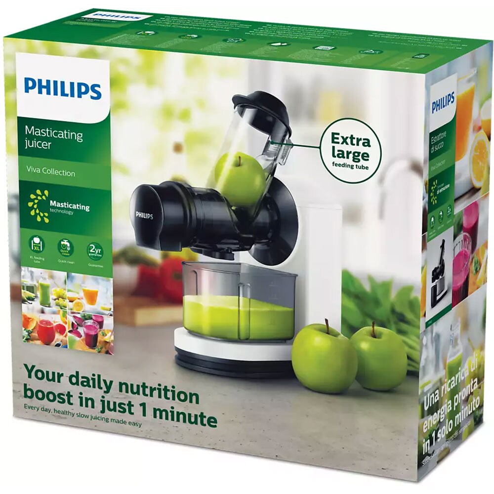 Storcator fructe si legume PHILIPS Viva Collection HR1887/80,1l, 150W, 1 treapta viteza, alb - negru