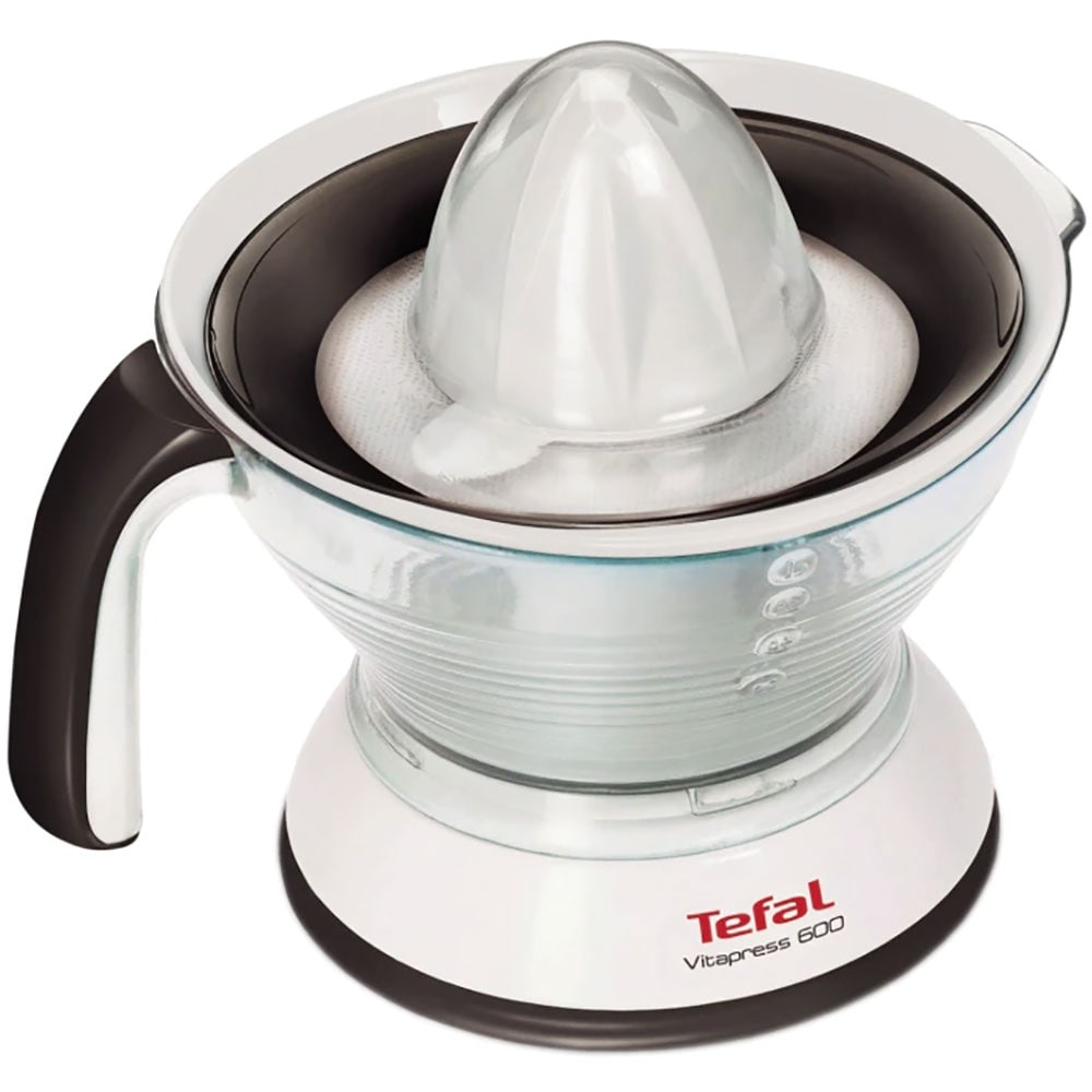 Storcator citrice TEFAL Vitapress ZP300138, 0.6l, 25W, 1 treapta viteza, alb-negru