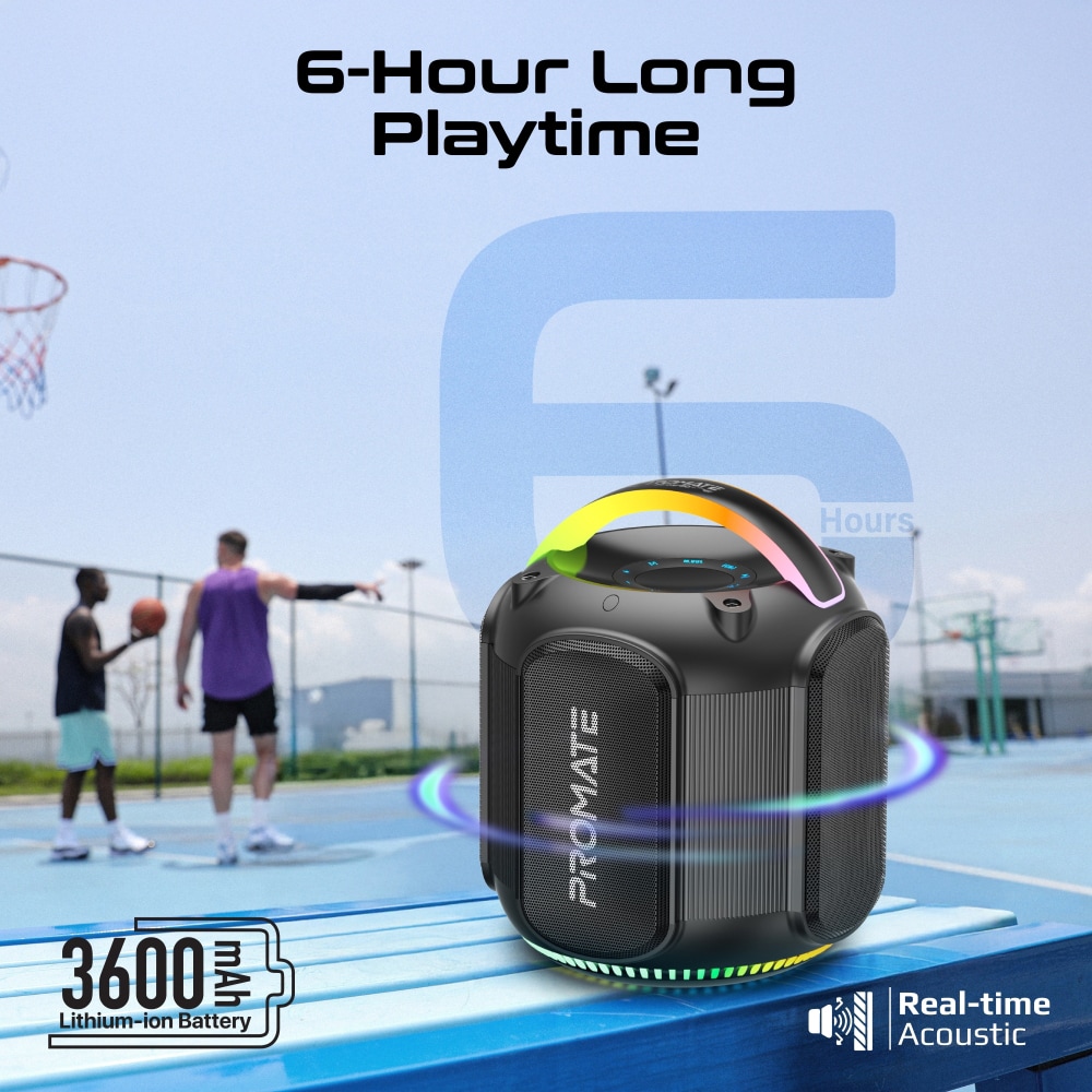 Boxa portabila PROMATE Strike-80, 80W, Bluetooth, IPX5, negru