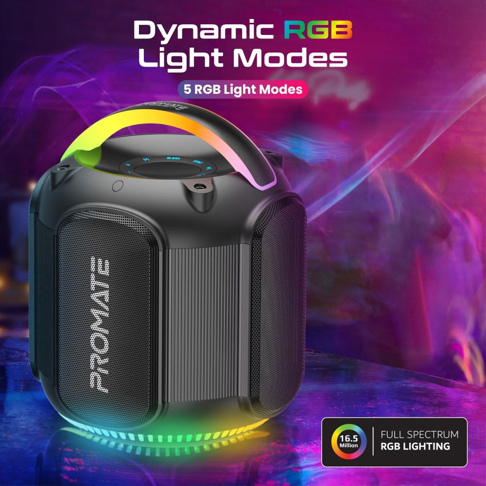 Boxa portabila PROMATE Strike-80, 80W, Bluetooth, IPX5, negru