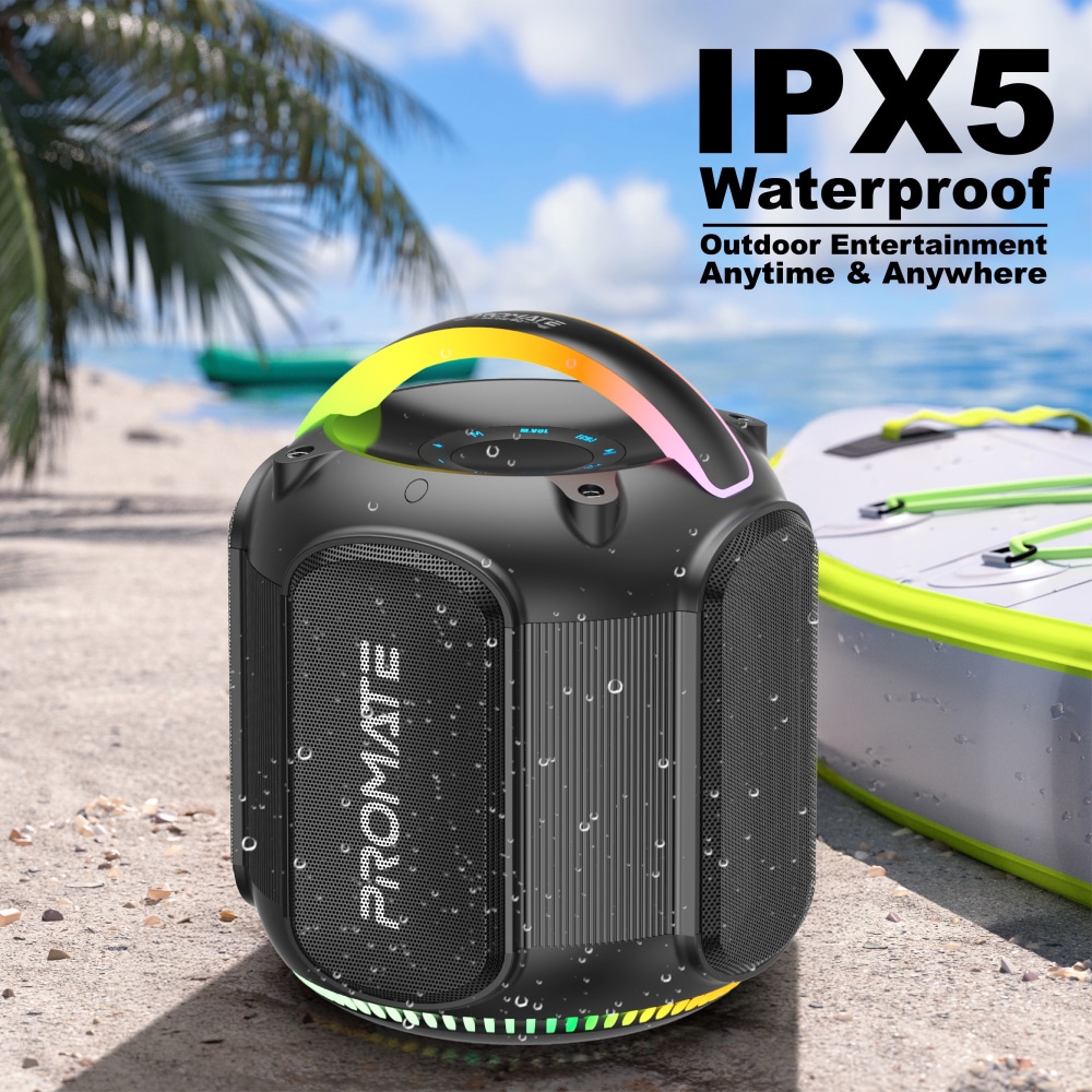 Boxa portabila PROMATE Strike-80, 80W, Bluetooth, IPX5, negru