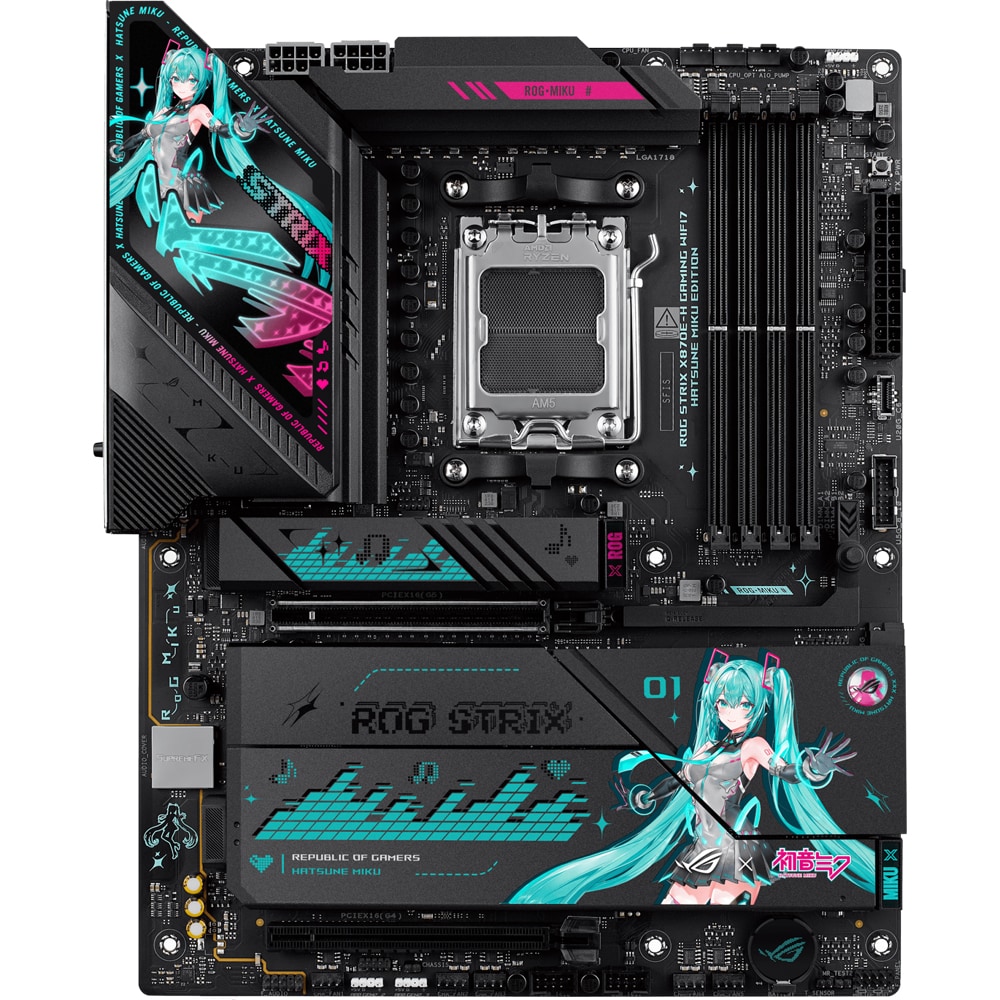 Placa de baza ASUS ROG Strix X870E-H Gaming WIFI7 Hatsune Miku Edition, Socket AM5, ATX, Wi-Fi