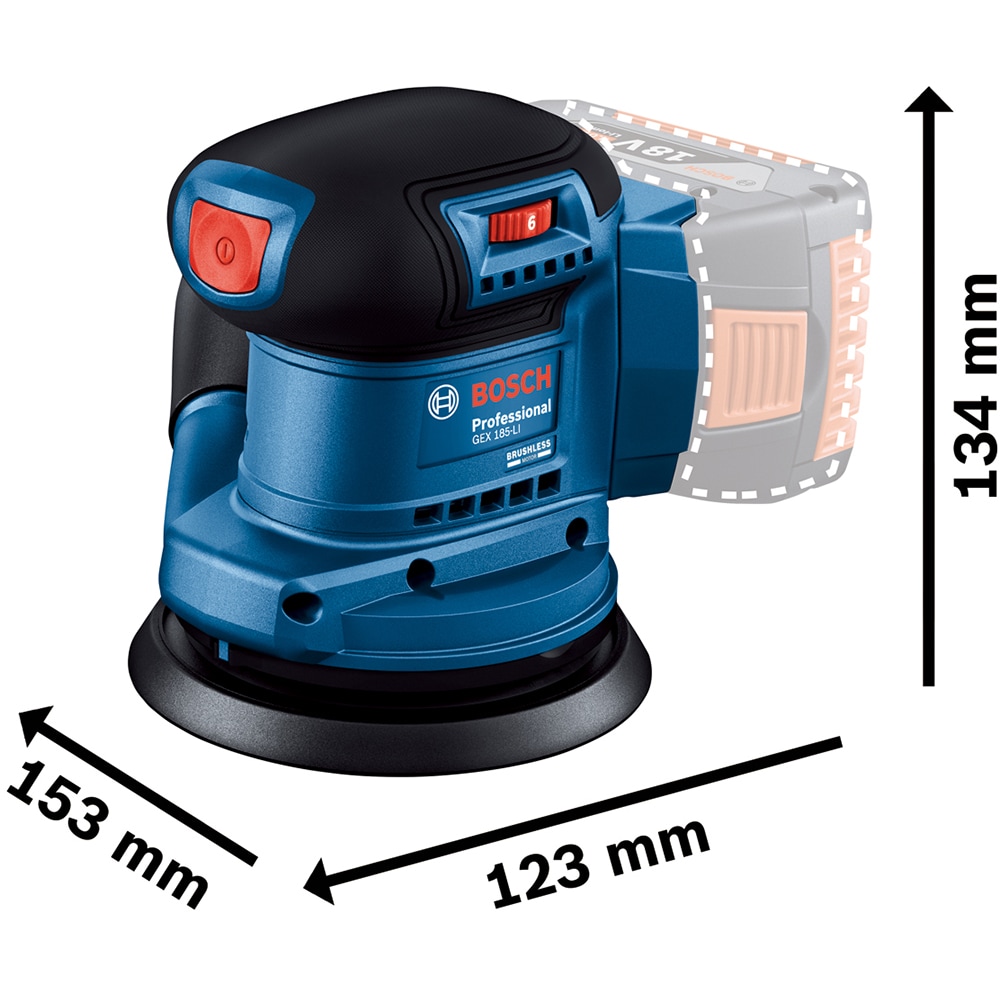 Masina de slefuit cu excentric BOSCH PROFESSIONAL GEX 185-LI, 18V, 125mm, albastru
