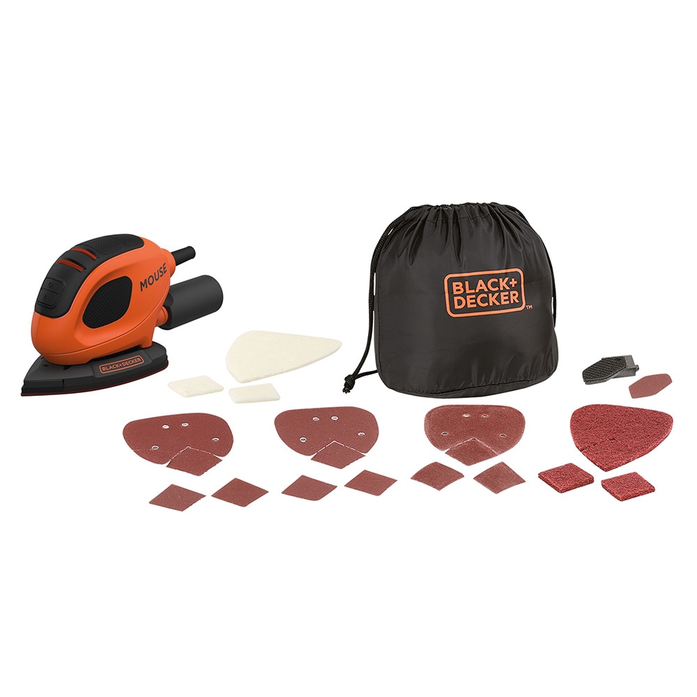 Masina de slefuit cu vibratii BLACK+DECKER Mouse, 55W, 11000 rpm, 10 accesorii