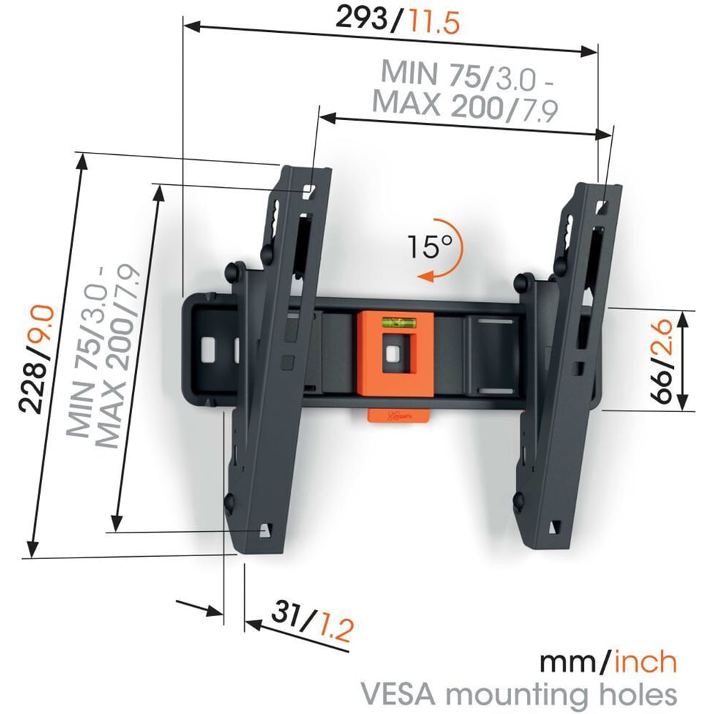 Suport TV perete VOGEL'S TVM 1213, reglabil, 19-43", 15kg, negru