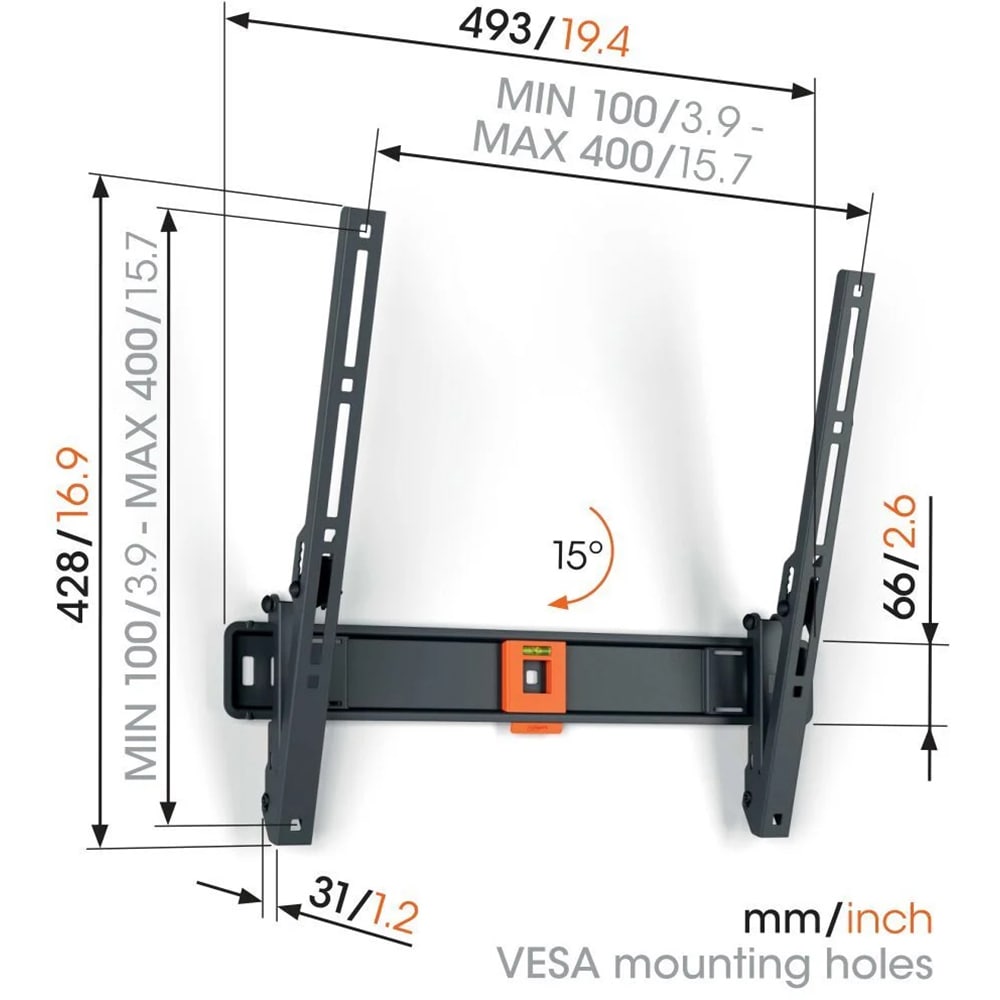 Suport TV perete VOGEL'S TVM 1413, reglabil, 32-65", 25kg, negru