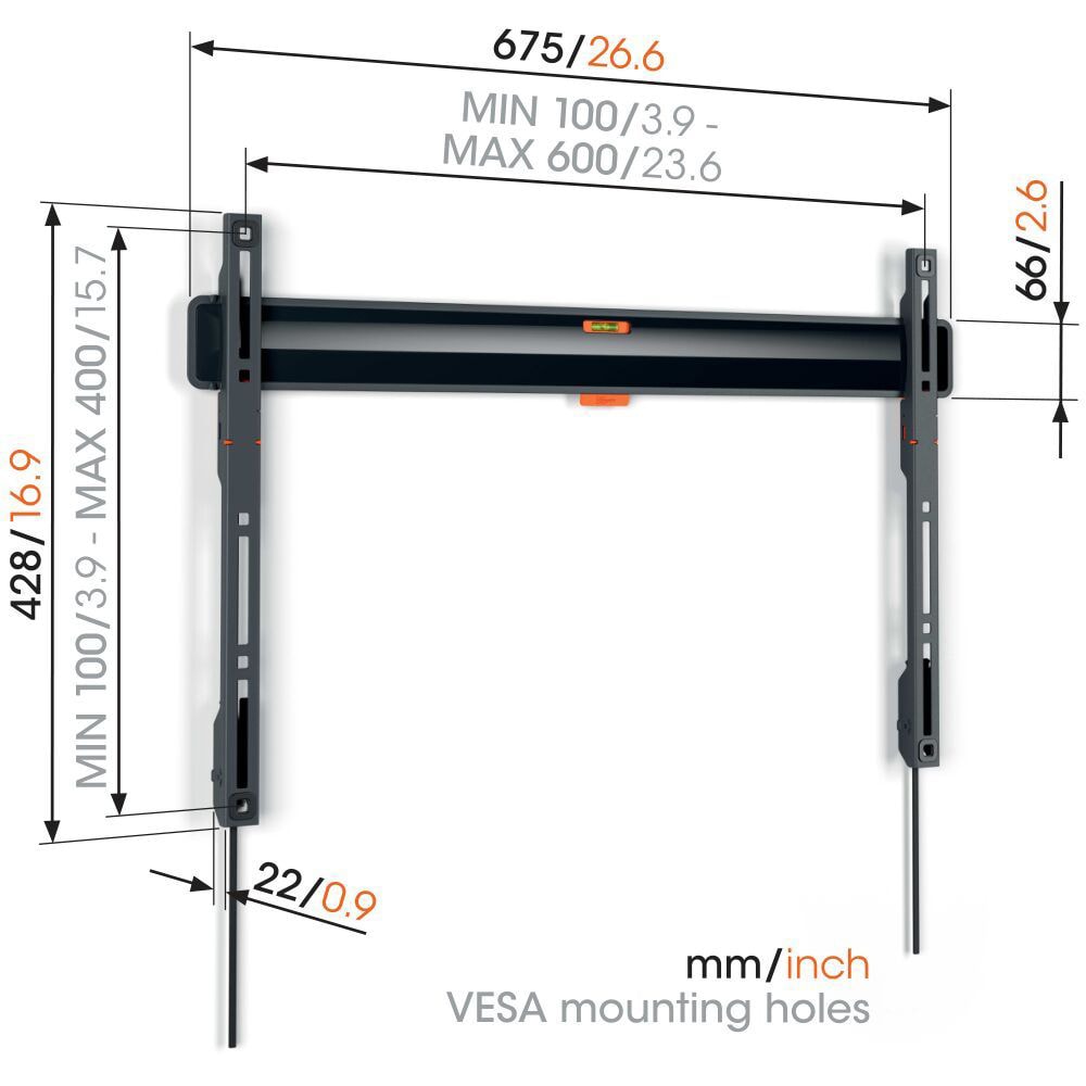 Suport TV perete VOGEL'S TVM 3603, fix, 40-100", 75kg, negru