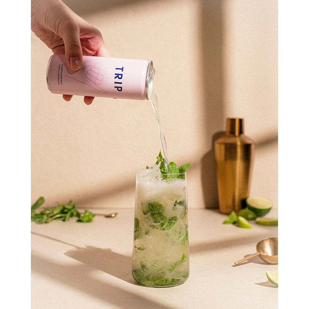 Bautura racoritoare carbogazoasa TRIP Elderflower Mint bax 0.25 x 12 doze