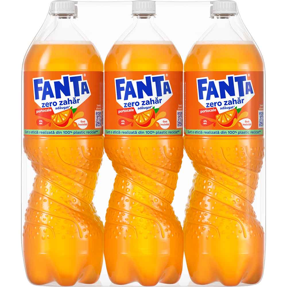 Bautura racoritoare carbogazoasa FANTA Orange Zero Zahar bax 2L x 6 sticle