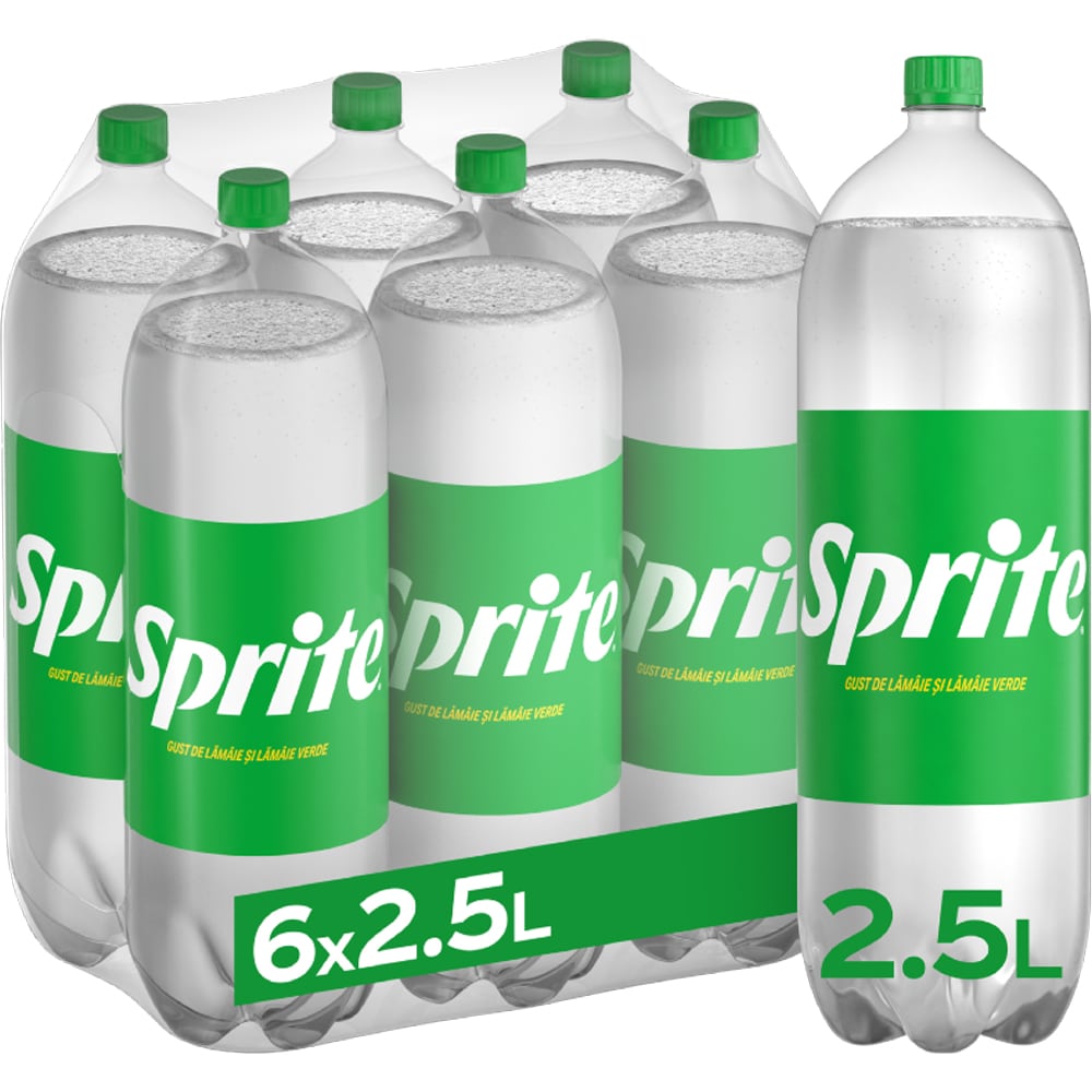 Bautura racoritoare carbogazoasa SPRITE Lamaie si lamaie verde bax 2.5L x 6 sticle