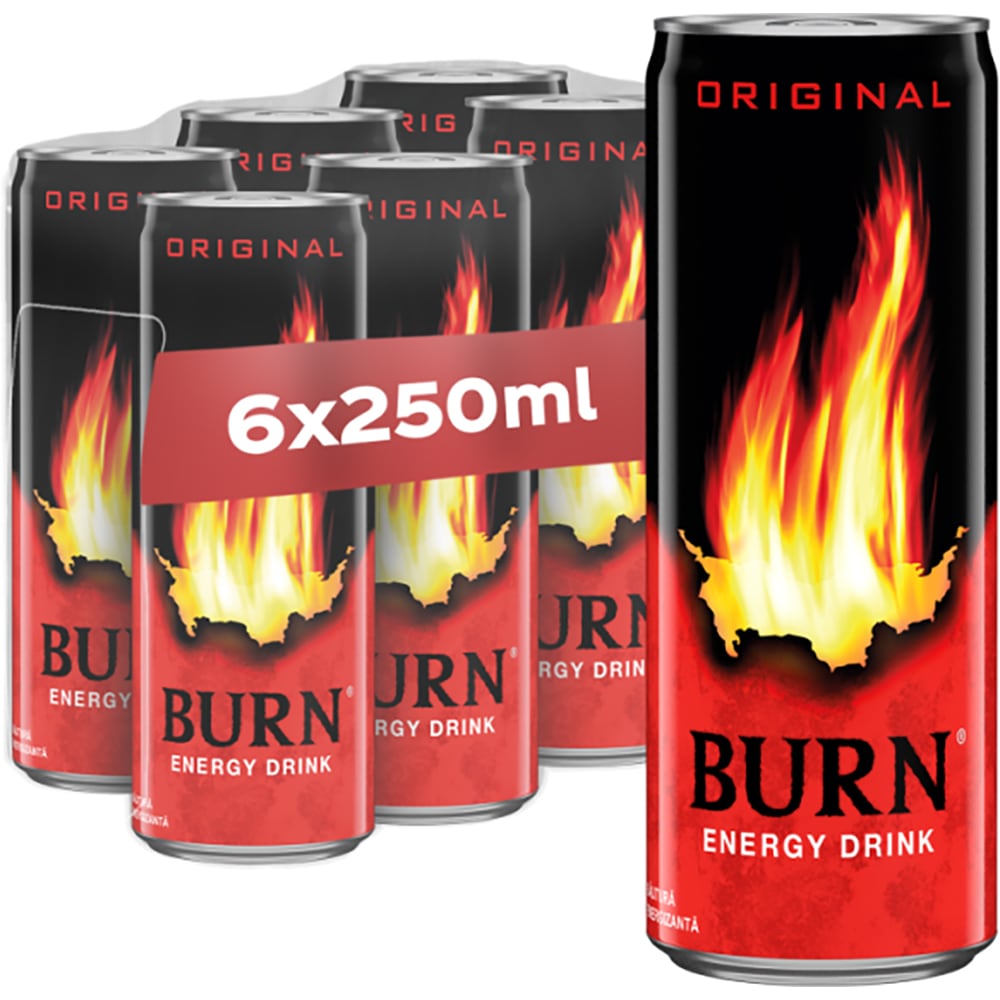 Bautura energizanta BURN bax 0.25L x 6 doze
