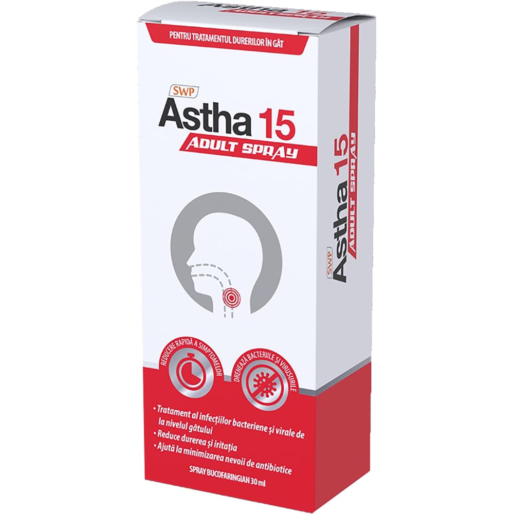 Supliment alimentar Astha 15 Adult Spray bucofaringian, 30 ml, Sun Wave Pharma