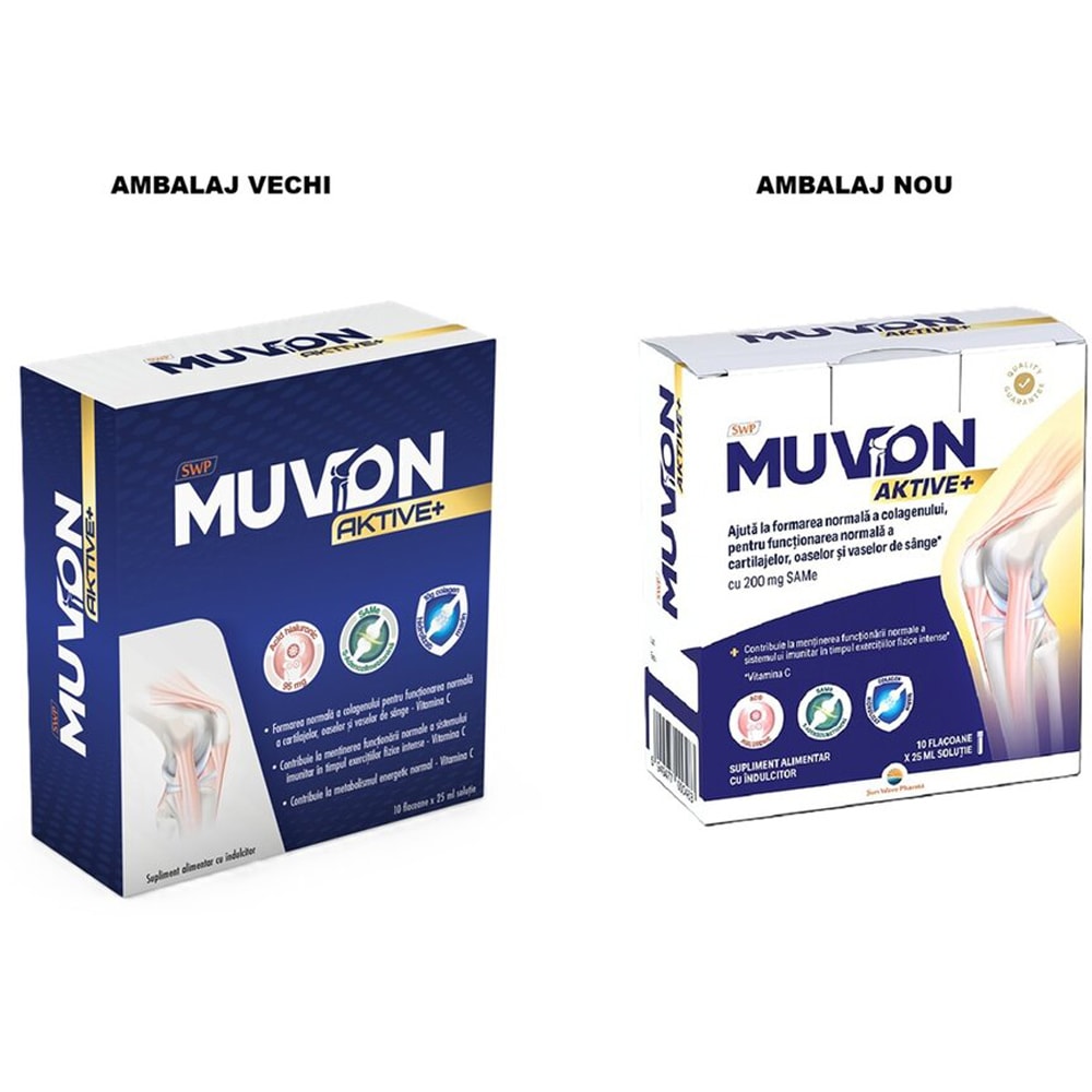Supliment alimentar Muvon Aktive+, 10 fiole x 25 ml, SUN WAVE PHARMA