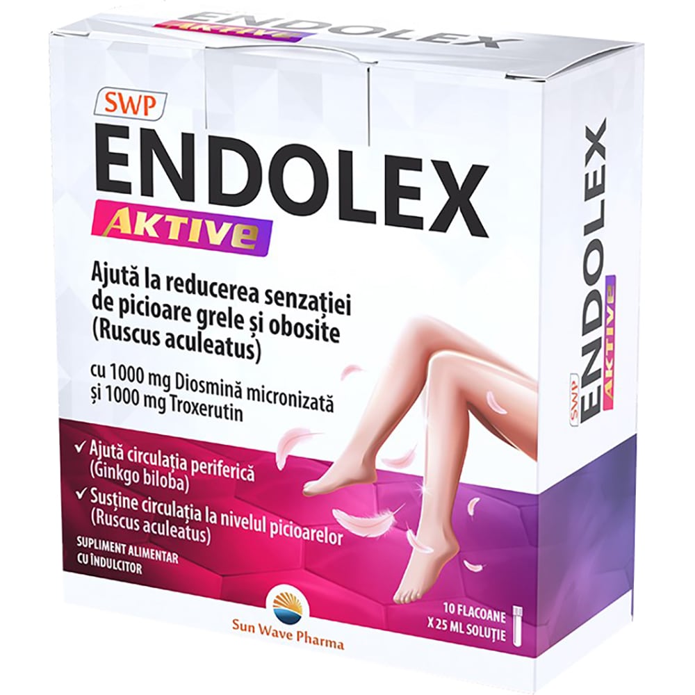 Supliment alimentara Endolex Aktive, 10 fiole x 25 ml, SUN WAVE PHARMA