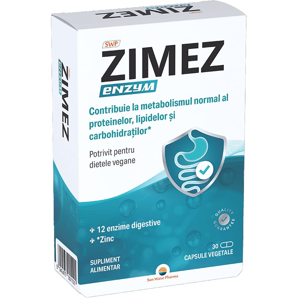 Supliment Zimez Enzym, 30 capsule vegetale, SUN WAVE PHARMA