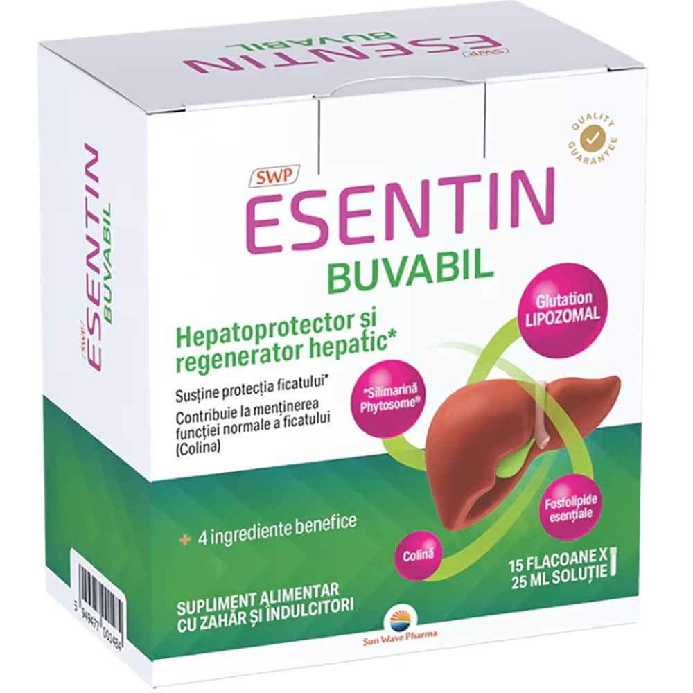 Supliment Esentin Buvabil, 15 flacoane x 25 ml, SUN WAVE PHARMA