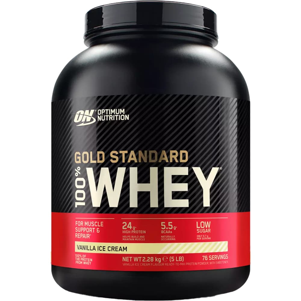 Pudra proteica din zer 100% Whey Gold Standard, vanilie, 2.28 kg, OPTIMUM NUTRITION