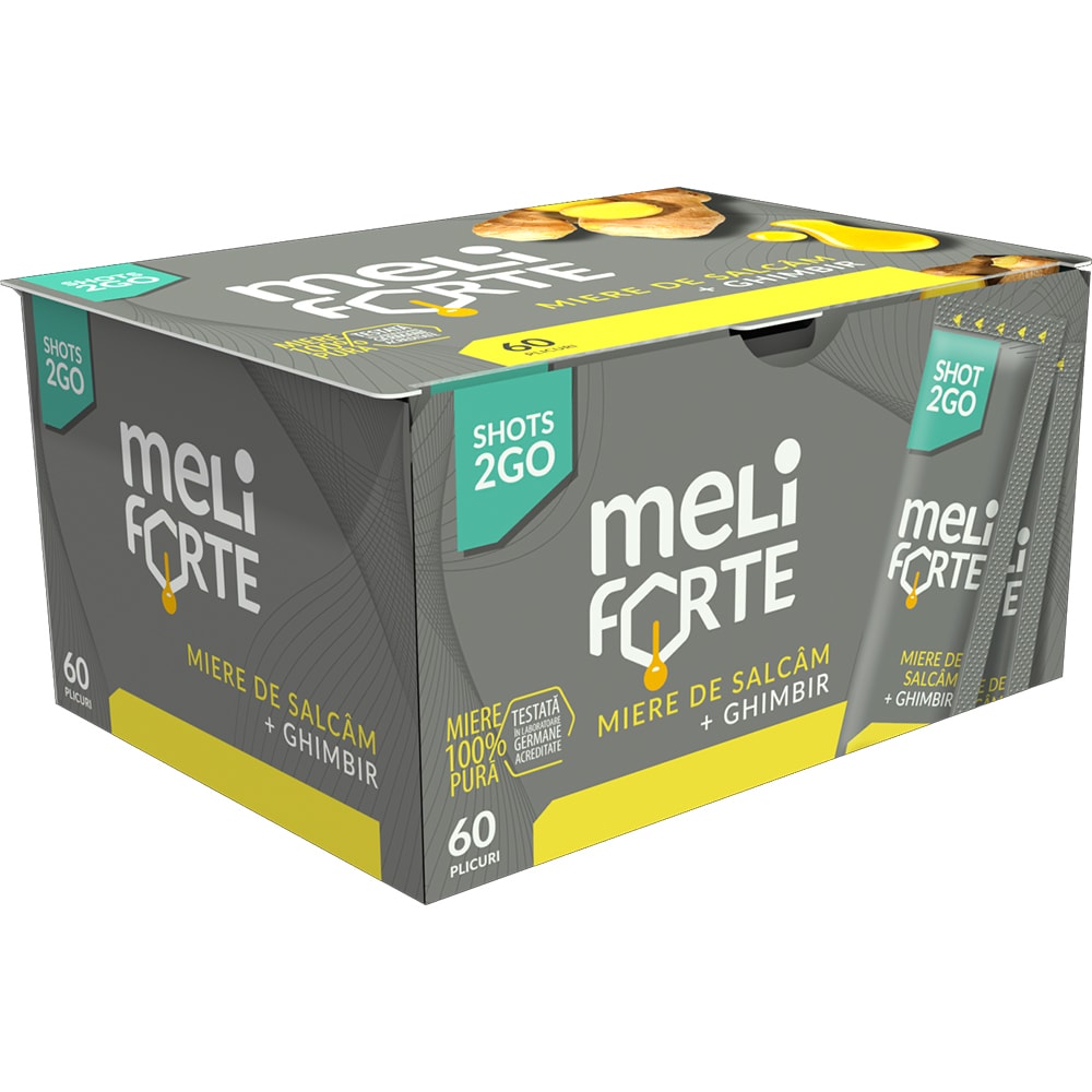 Miere de salcam si ghimbir, 60 plicuri, 600 g, MELIFORTE