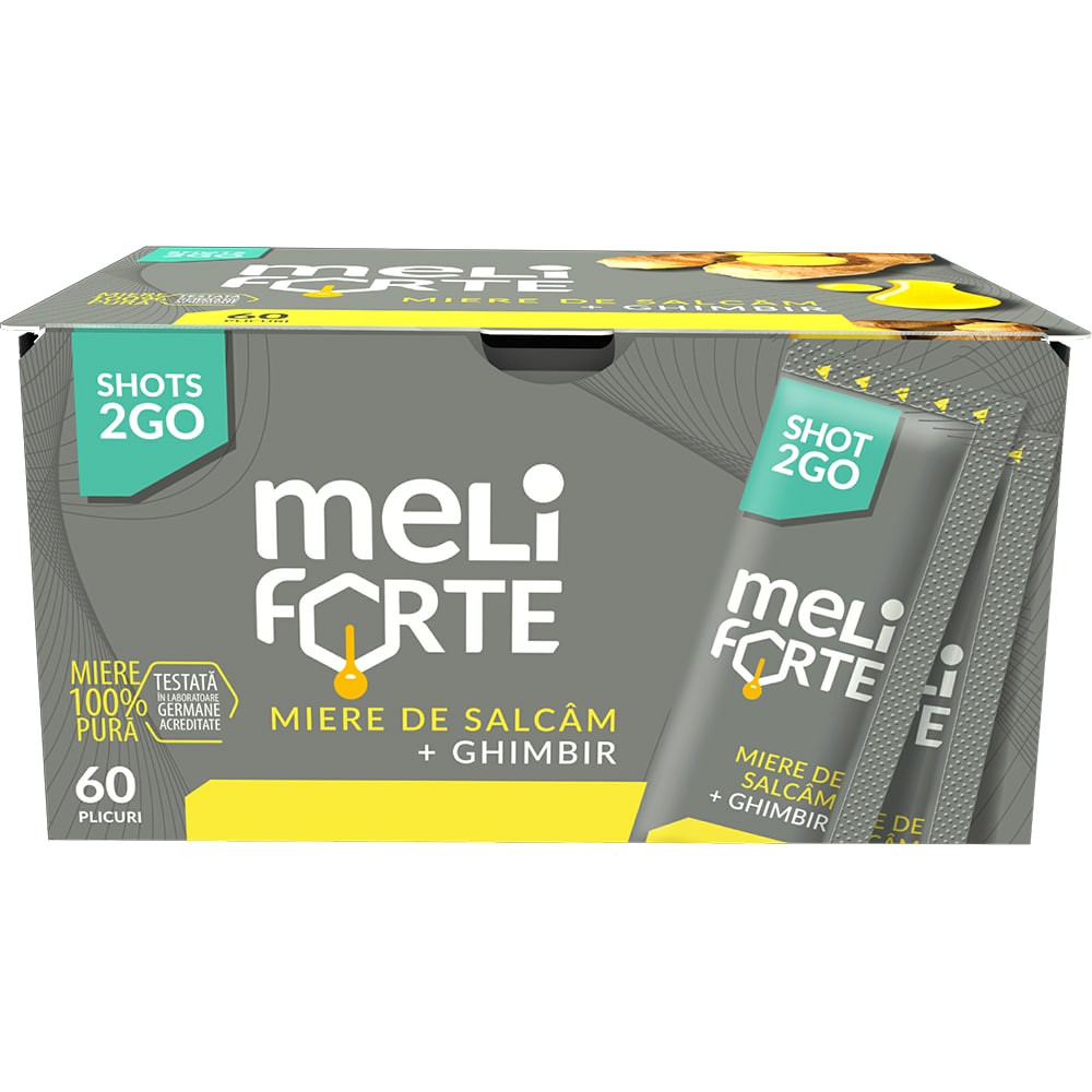 Miere de salcam si ghimbir, 60 plicuri, 600 g, MELIFORTE