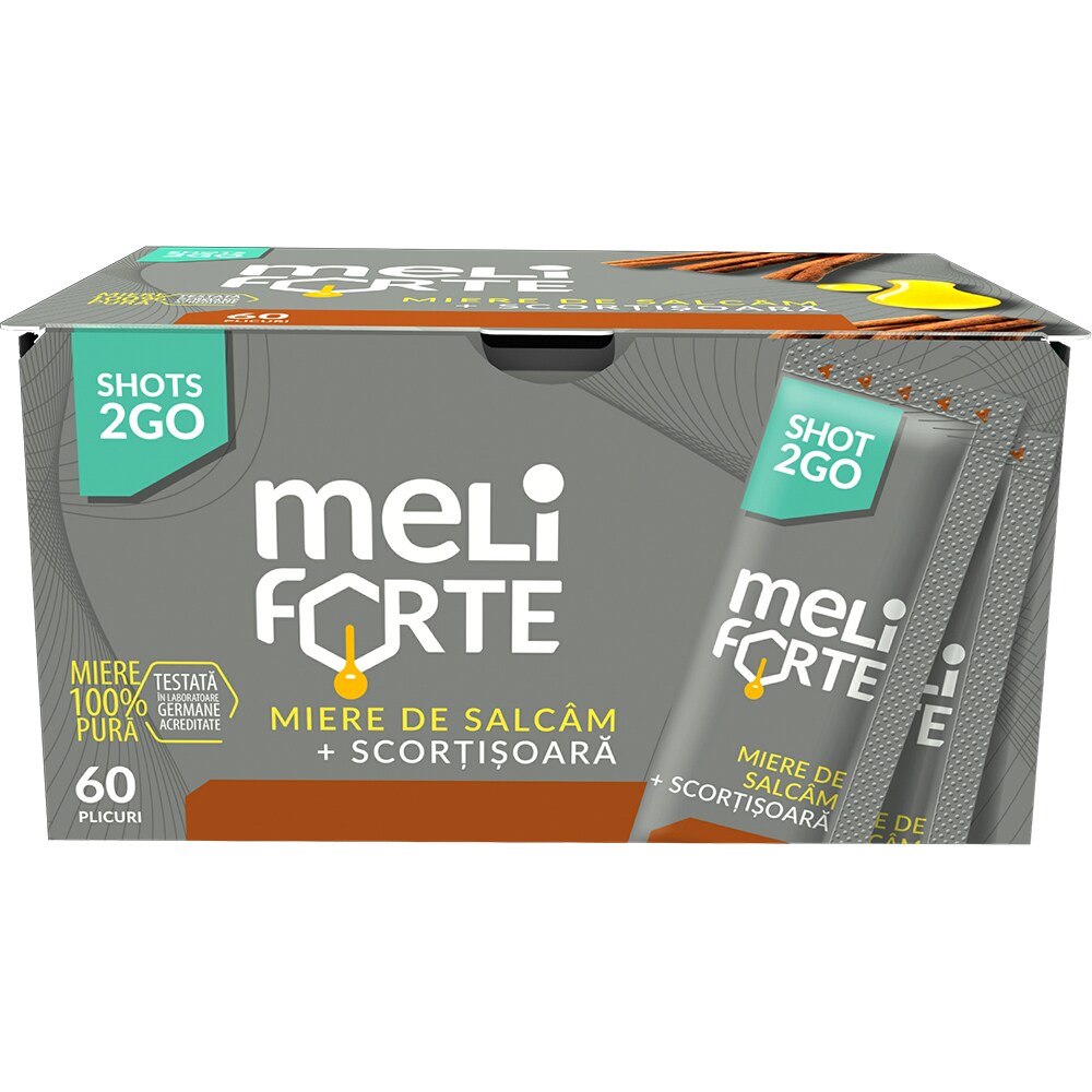 Miere de salcam si scortisoara, 60 plicuri, 600 g, MELIFORTE