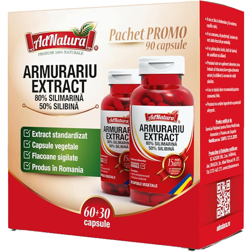 Supliment alimentar Armurariu Extract pachet, 60+30 capsule, ADNATURA