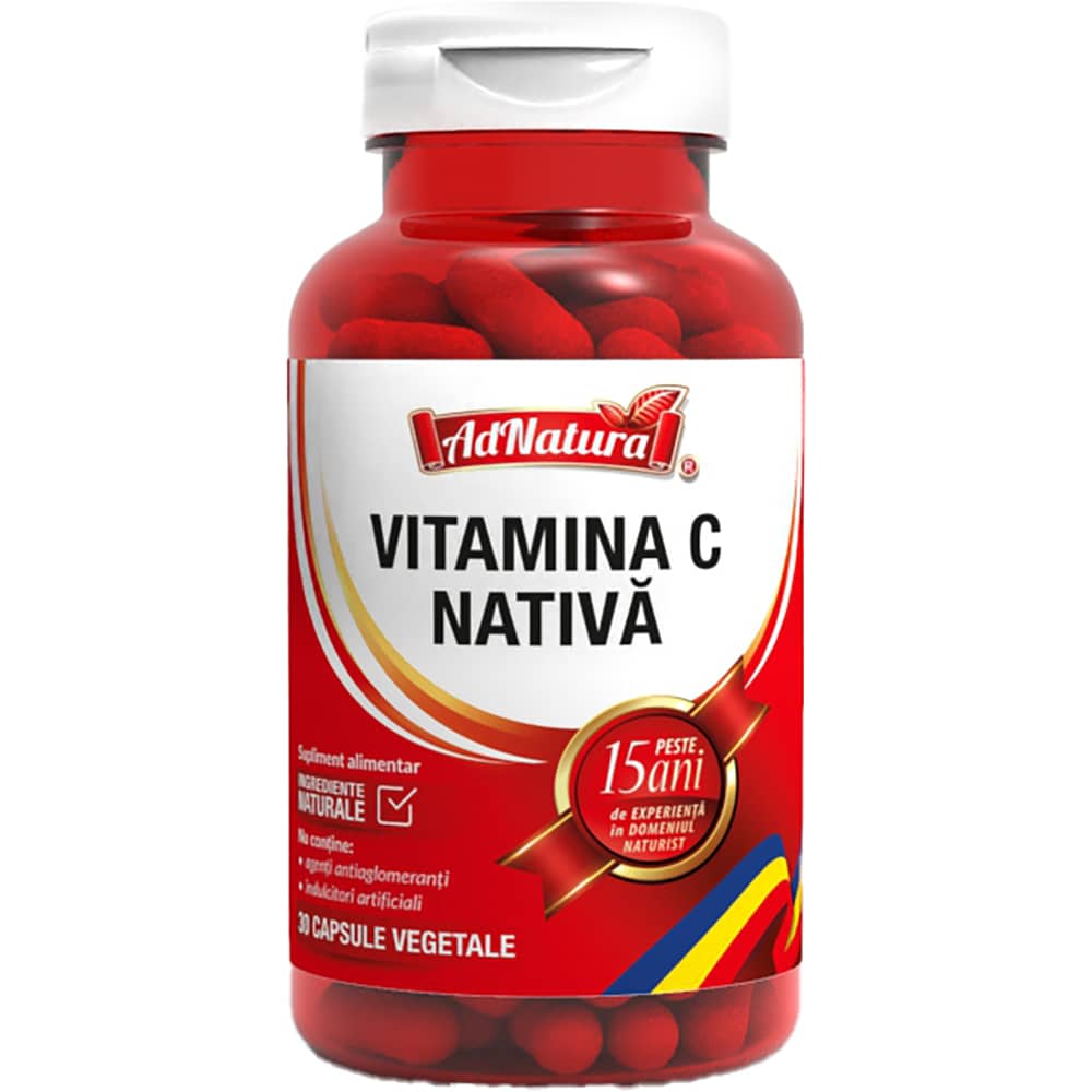 Supliment alimentar Vitamina C Nativa, 30 capsule, ADNATURA