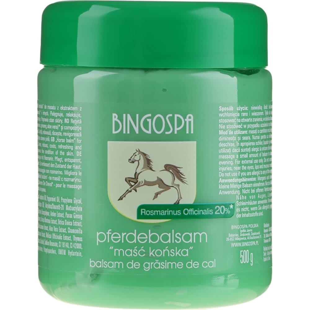 Gel balsam cu grasime de cal cu rozmarin, 500 g, BINGOSPA