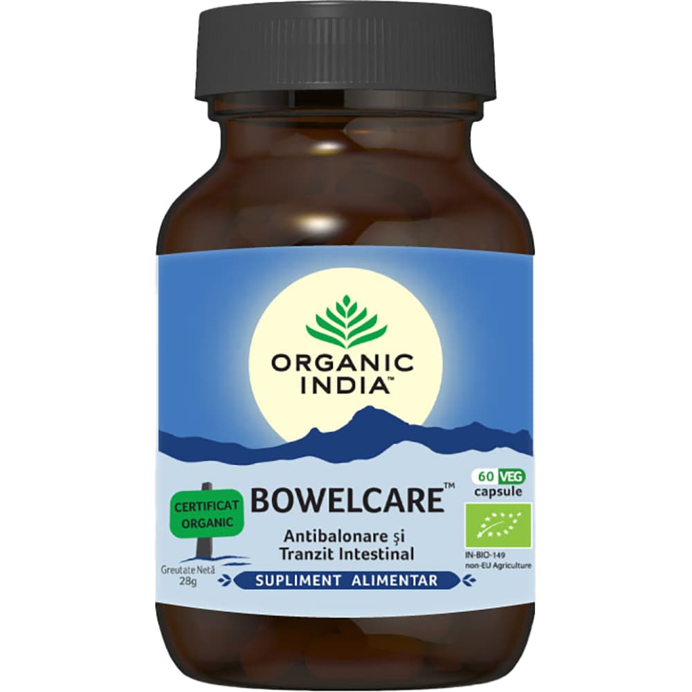 Supliment alimentar Bowelcare Antibalonare si tranzit intestinal, 60 capsule, ORGANIC INDIA