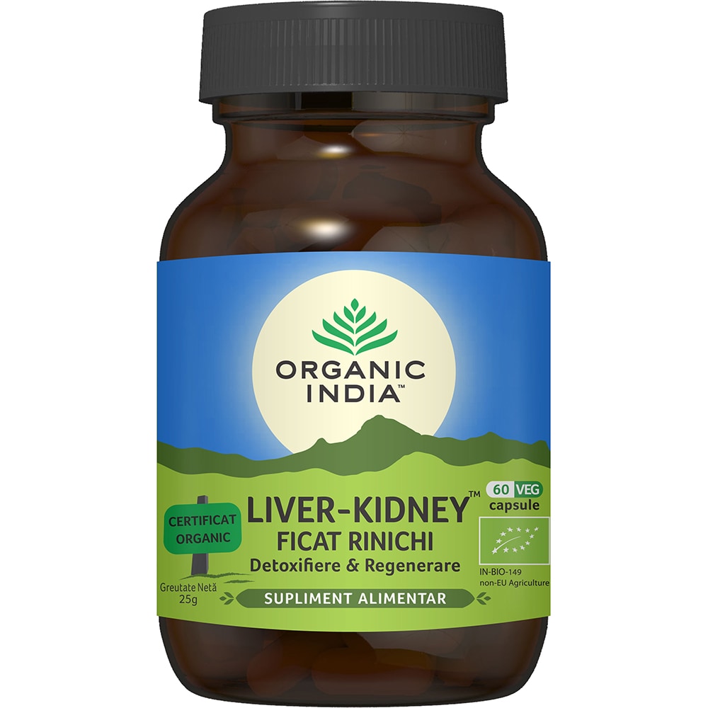 Supliment alimentar Liver-Kidney Ficat Rinichi Detoxifiere si Regenerare, 60 capsule, ORGANIC INDIA