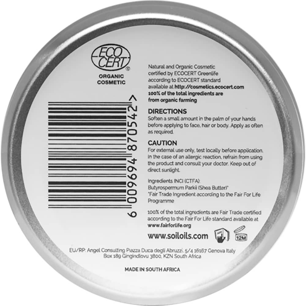 Unt de Shea Fair Trade Pur Inodor, 100 ml, SOIL