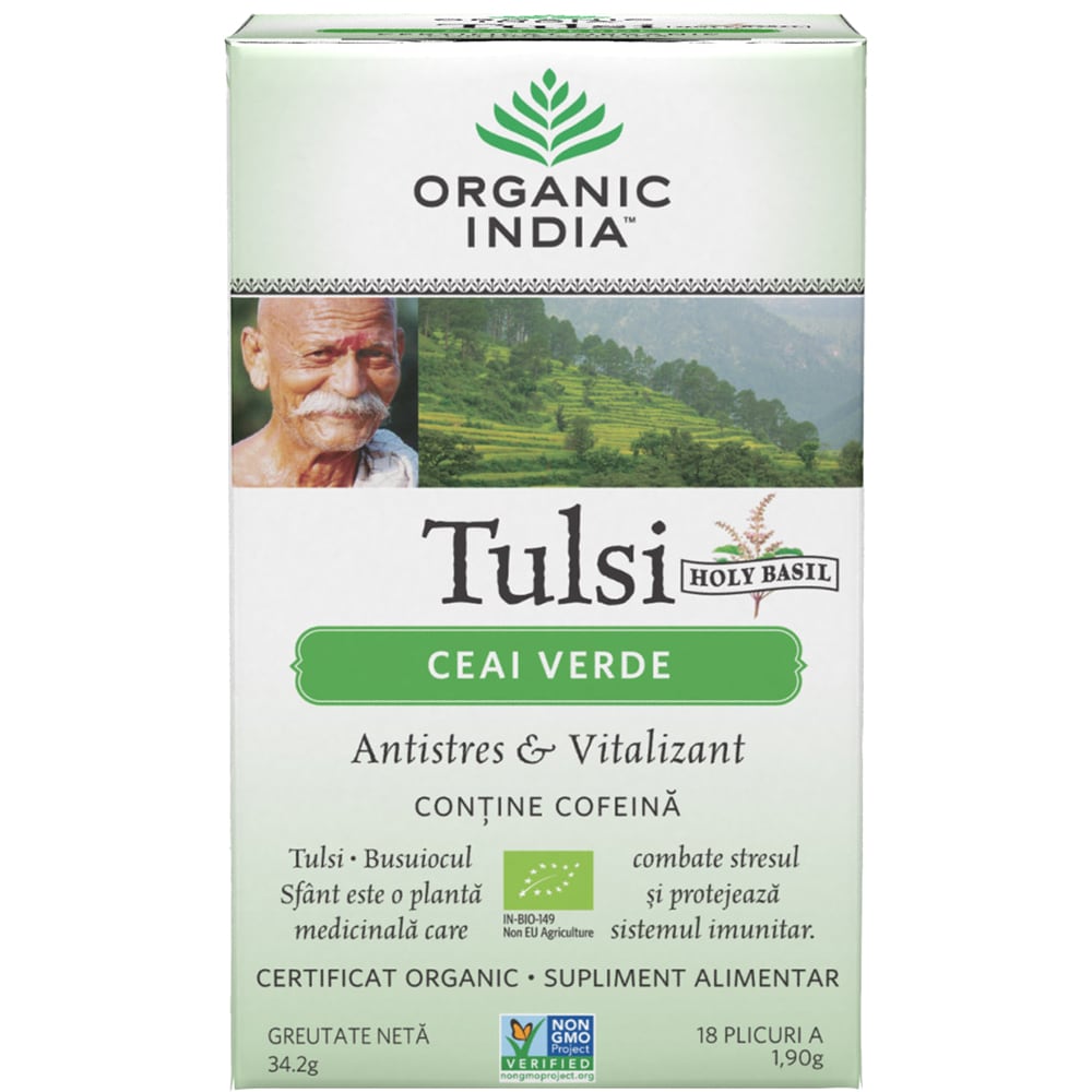 Ceai verde ORGANIC INDIA Tulsi, 18 plicuri, 34.2g