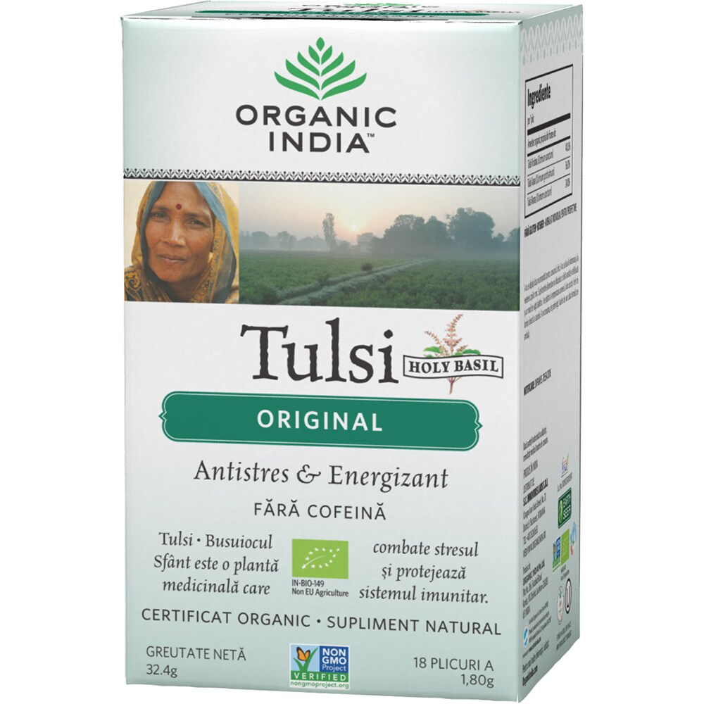 Ceai ORGANIC INDIA Tulsi Original, 18 plicuri, 32.4g