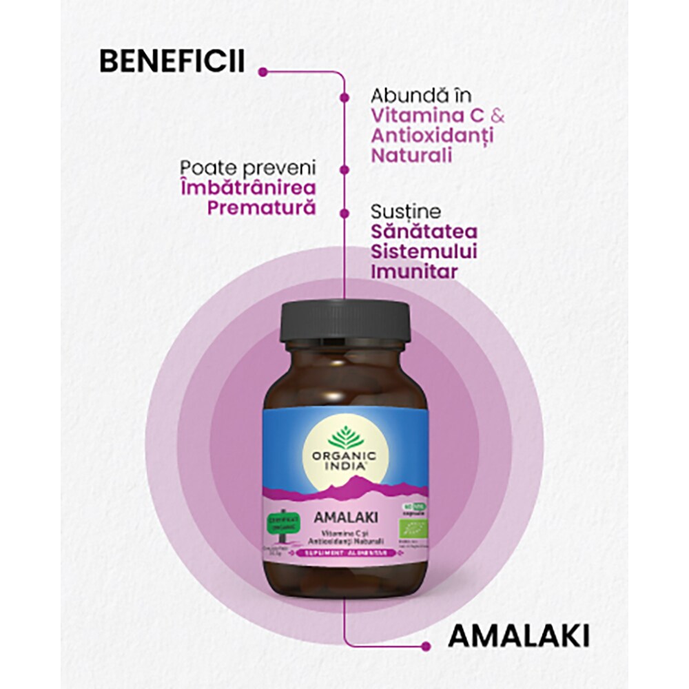 Supliment alimentar Amalaki Vitamina C si Antioxidanti naturali, 60 capsule, ORGANIC INDIA