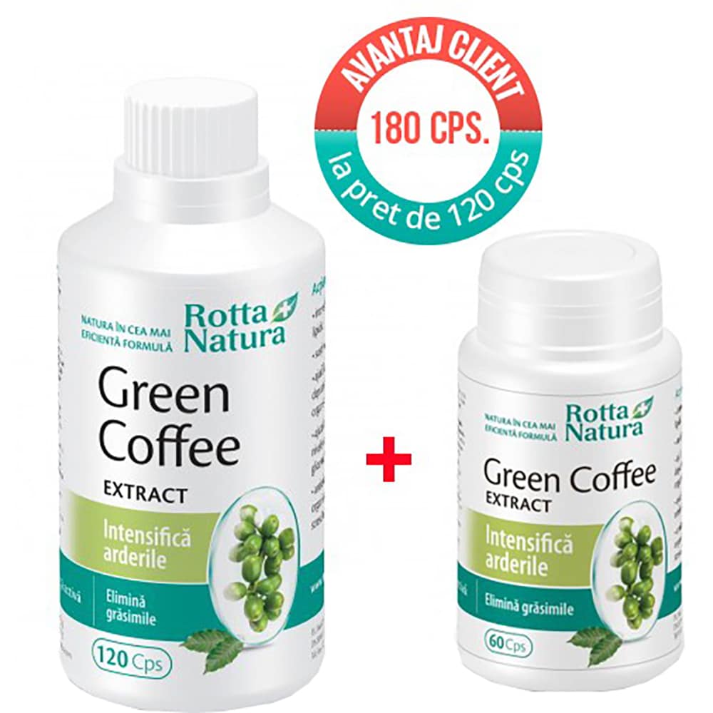 Supliment alimentar Pachet Green Coffe Extract, 180 capsule, ROTTA NATURA