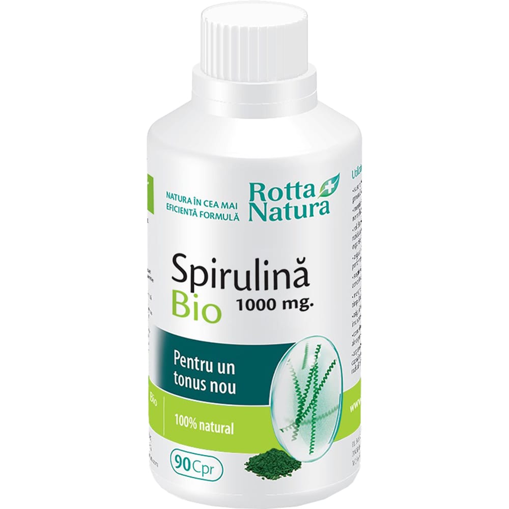 Supliment alimentar Spirulina Bio 1000mg, 90 comprimate, ROTTA NATURA