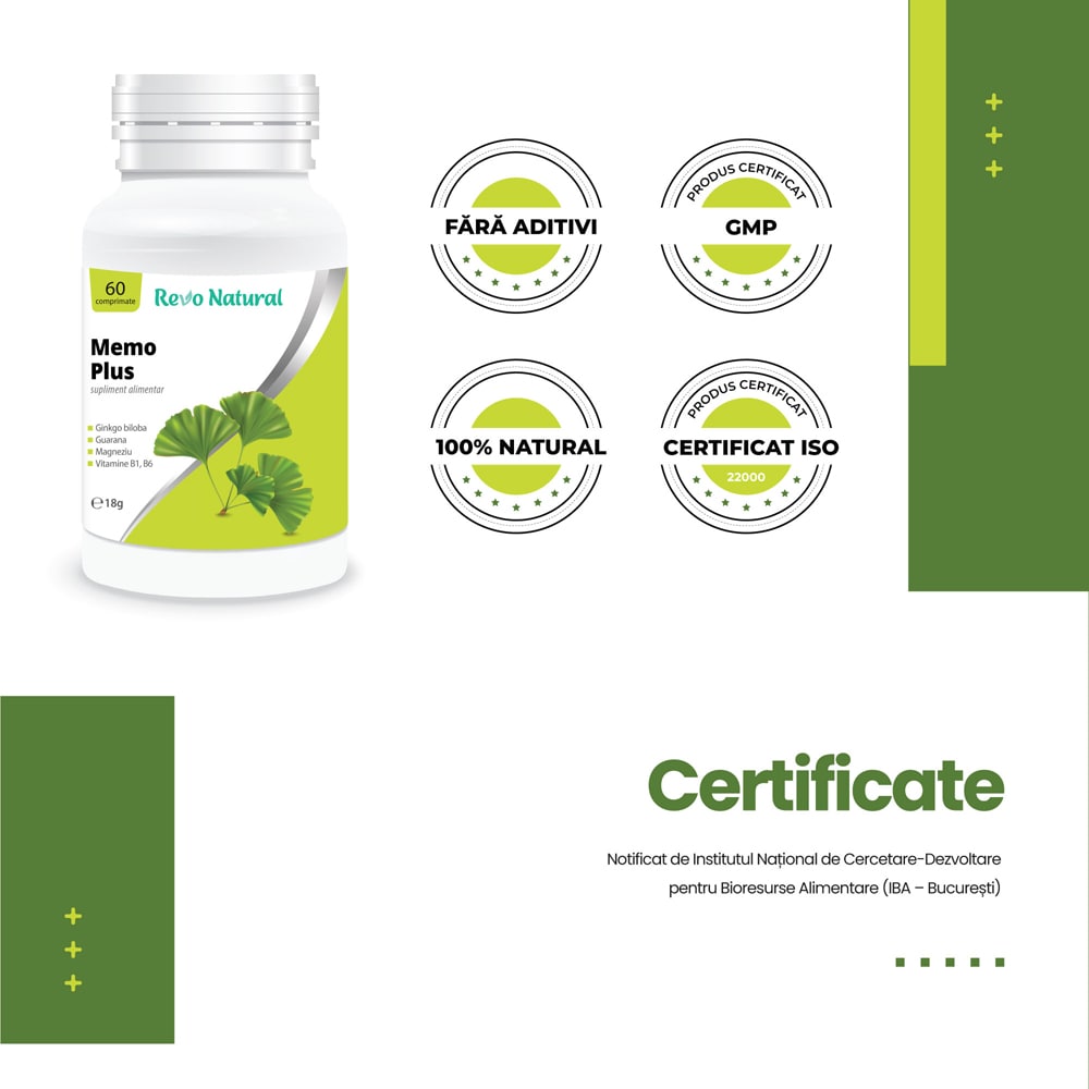 Supliment alimentar Memo Plus, 60 capsule, REVO NATURAL