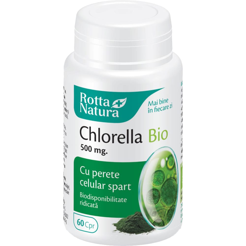 Supliment alimentar Chlorella Bio 500mg, 60 comprimate, ROTTA NATURA