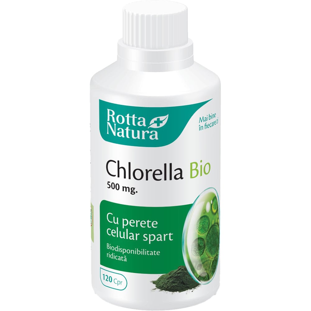 Supliment alimentar Chlorella Bio 500mg, 120 comprimate, ROTTA NATURA
