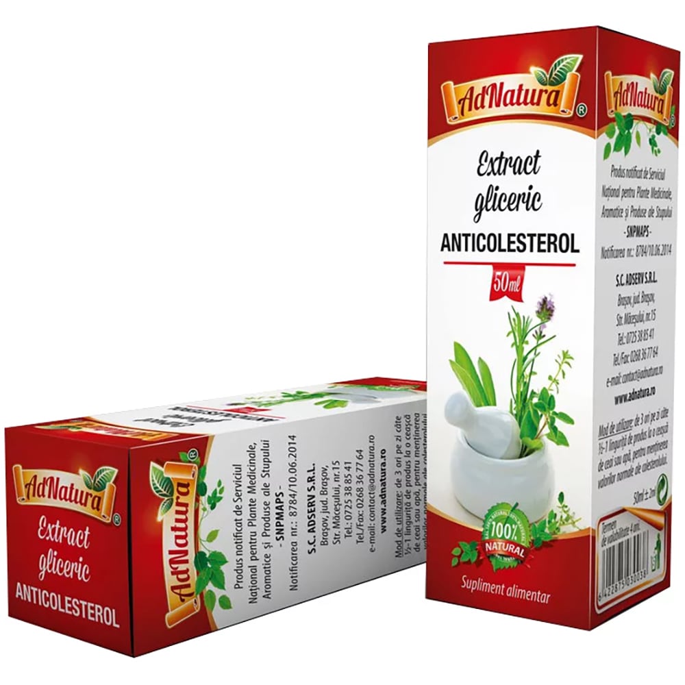 Supliment alimentar Extract Gliceric Anticolesterol, 50 ml, ADNATURA