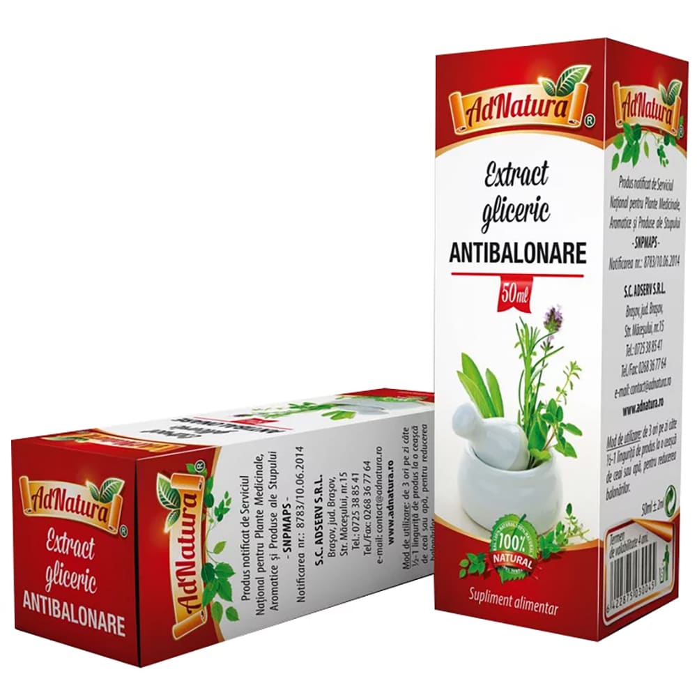 Supliment alimentar Extract Gliceric Antibalonare, 50 ml, ADNATURA