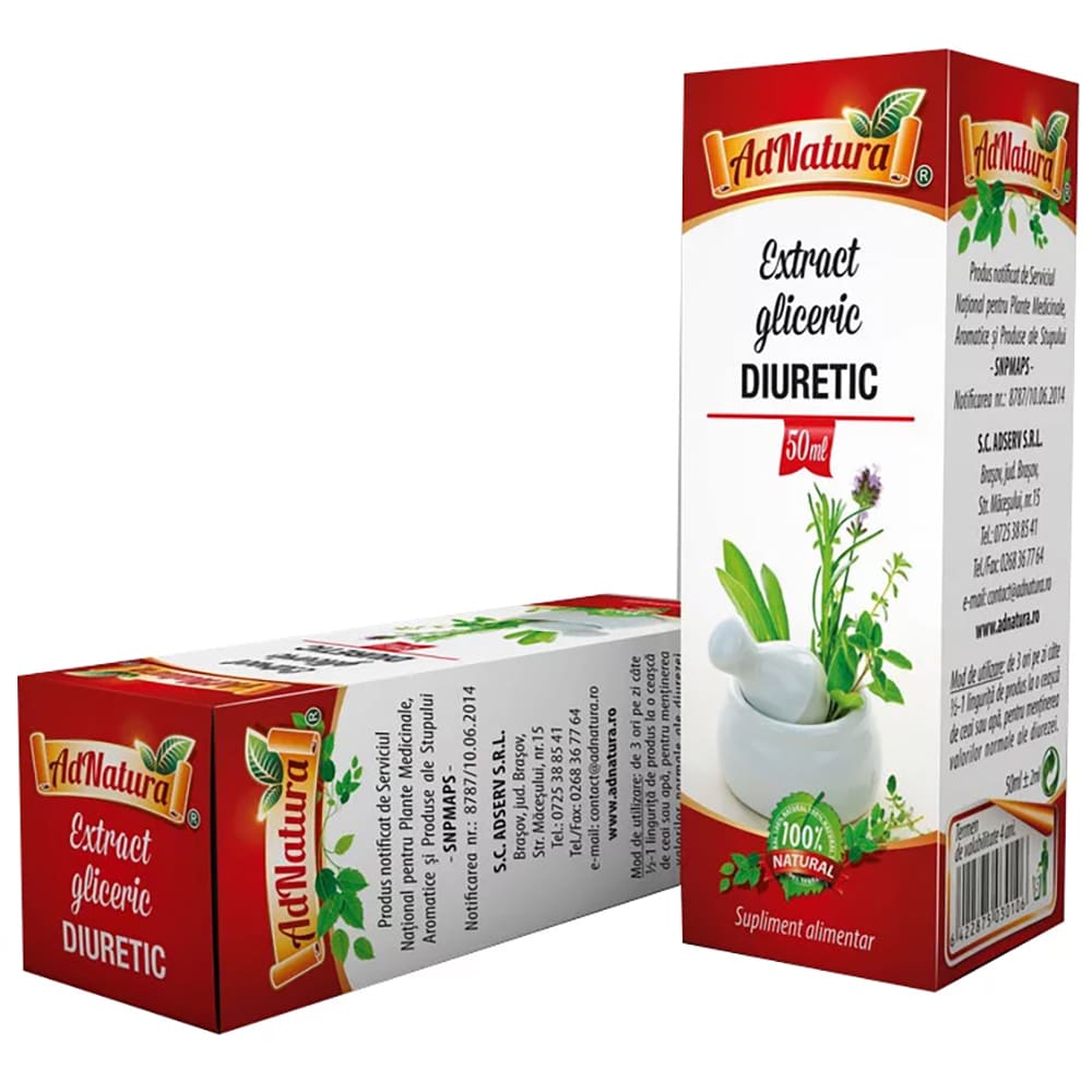 Supliment alimentar Extract Gliceric Diuretic, 50 ml, ADNATURA