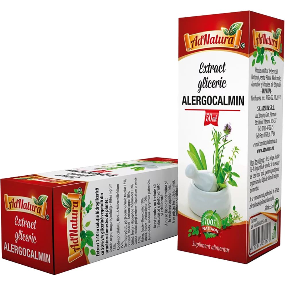 Supliment alimentar Extract Gliceric Alergocalmin, 50 ml, ADNATURA