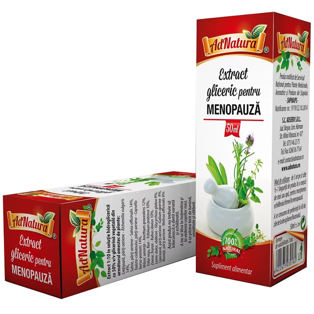 Supliment alimentar Extract Gliceric Menopauza, 50 ml, ADNATURA