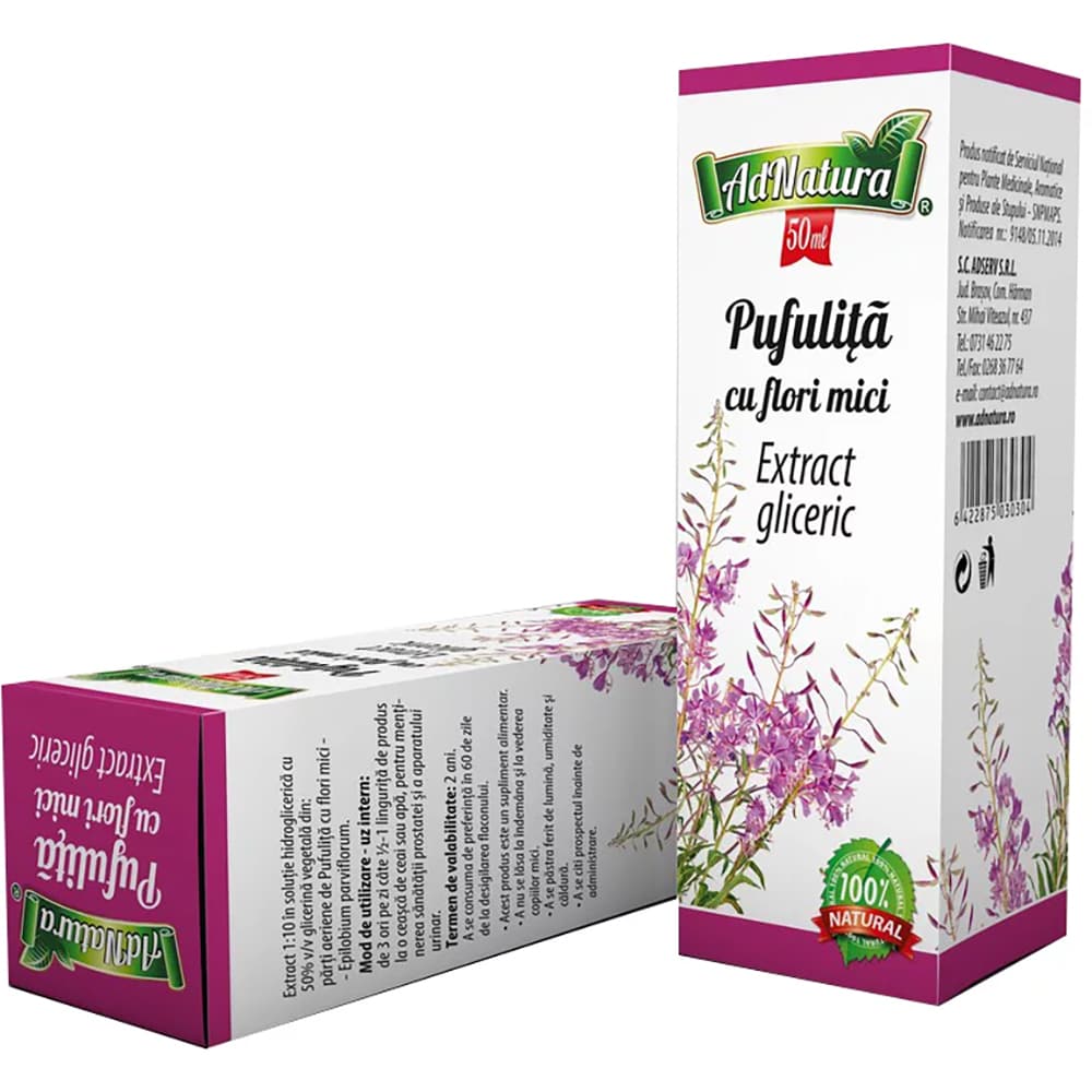 Supliment alimentar Extract Gliceric Pufulita cu flori mici, 50 ml, ADNATURA