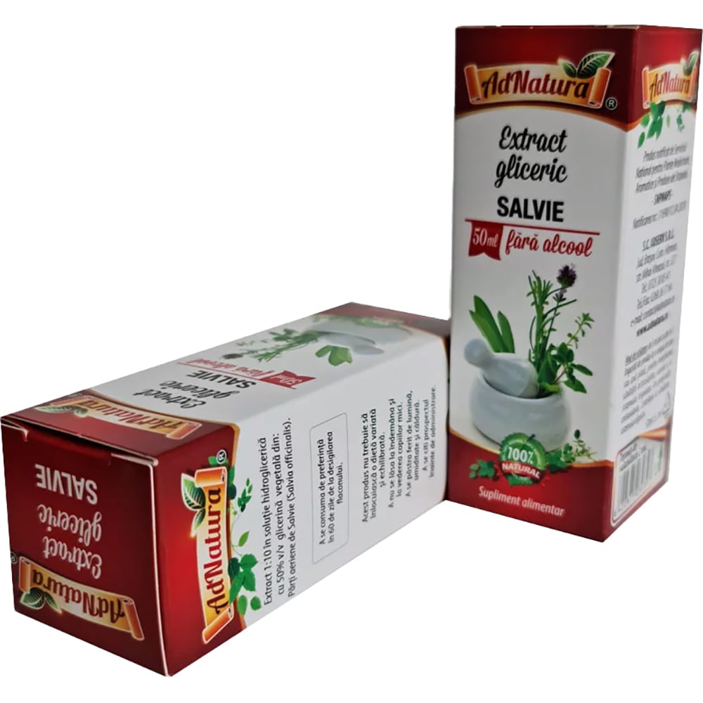 Supliment alimentar Extract Gliceric Salvie, 50 ml, ADNATURA