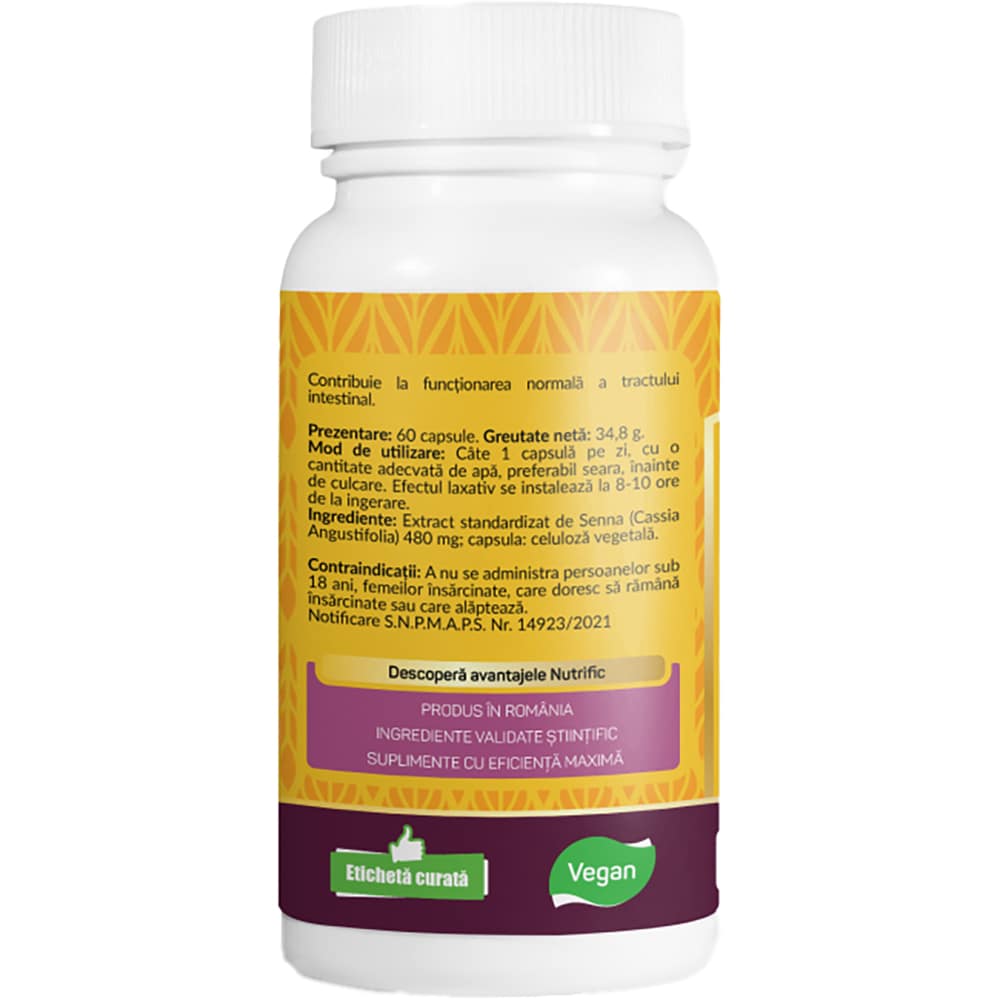 Supliment Senna laxativ natural, 60 capsule, NUTRIFIC