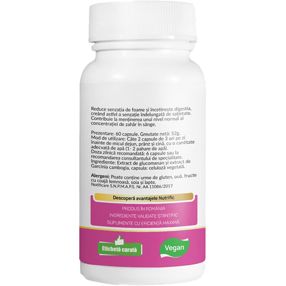 Supliment Reducerea senzatiei de foame, 60 capsule, NUTRIFIC