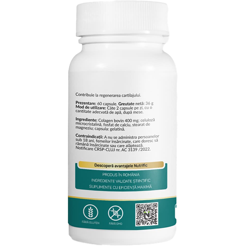 Supliment alimentar Colagen, 400 mg, 60 capsule, NUTRIFIC